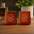 Load image into Gallery viewer, Good Old Fashioned Lovers Etched Amber Cocktail Tumblers (Set of 2)