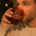 Load image into Gallery viewer, Good Old Fashioned Lovers Etched Amber Cocktail Tumblers (Set of 2)