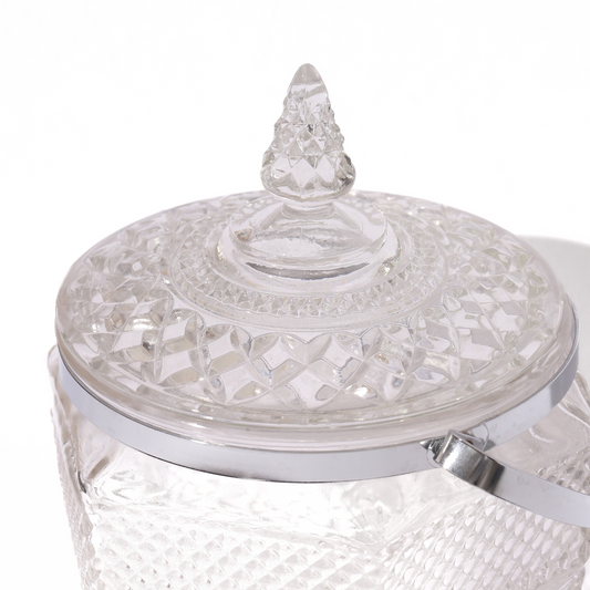 vintage glass diamond patterned ice bucket