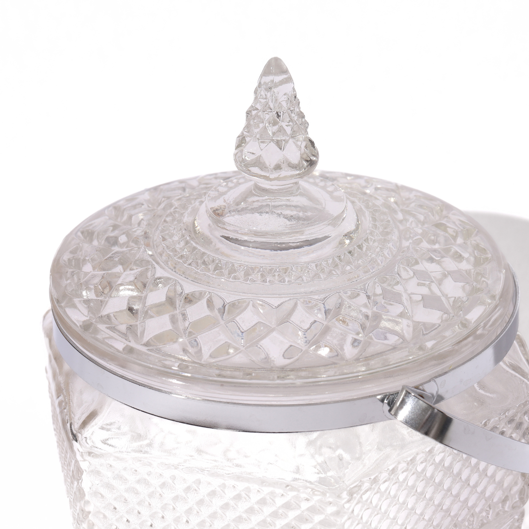 vintage glass diamond patterned ice bucket