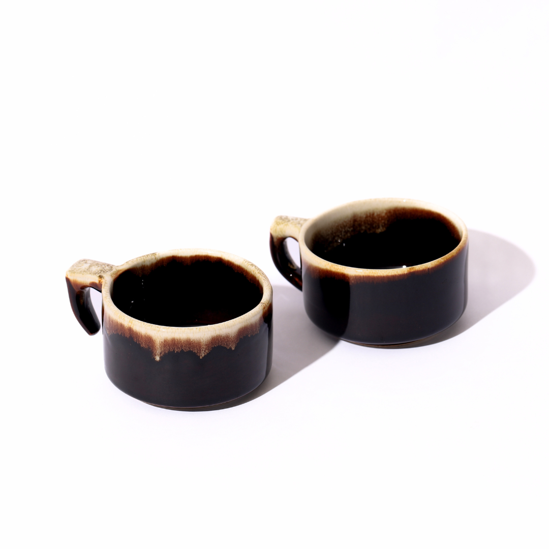 gourmet drip stoneware mugs, set of 2