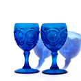 Load image into Gallery viewer, vintage knobby bull's eye blue goblets, set of 2
